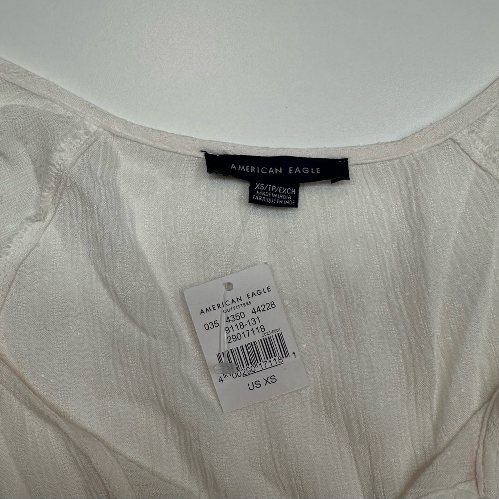 American Eagle Outfitters Ivory Boho Long Sleeve Babydoll Lace Peasant Blouse XS - Picture 5 of 8